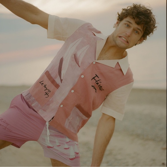 Coral Linen Button-Up Linen Shirt Size XL - Picture 2 of 7